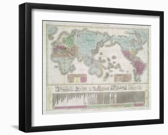 A chart of the world exhibiting the prevailing religion and population of the present empires, 1842-American School-Framed Giclee Print