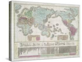 A chart of the world exhibiting the prevailing religion and population of the present empires, 1842-American School-Stretched Canvas