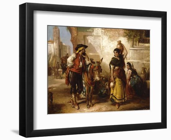 A Chat at the Fountain, Seville-Thomas Kent Pelham-Framed Giclee Print