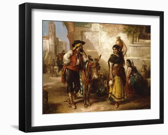 A Chat at the Fountain, Seville-Thomas Kent Pelham-Framed Giclee Print