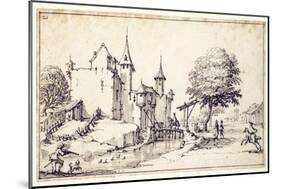 A Chateau with Drawbridge-Jacques Callot-Mounted Giclee Print