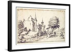 A Chateau with Drawbridge-Jacques Callot-Framed Giclee Print