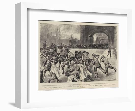 A Cheap Entertainment, Schoolchildren on the Tower Bridge Watching a Large Steamer-Charles Paul Renouard-Framed Giclee Print