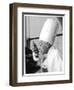 A Chef in a Chef's Hat Tastes Some Soup or Other Food from a Ladle-null-Framed Photographic Print