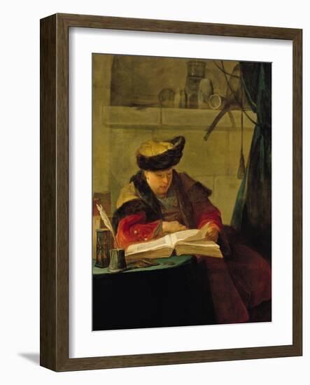 A Chemist in His Laboratory, or the Prompter, or a Philosopher Giving a Lecture-Jean-Baptiste Simeon Chardin-Framed Giclee Print