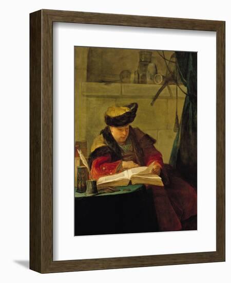 A Chemist in His Laboratory, or the Prompter, or a Philosopher Giving a Lecture-Jean-Baptiste Simeon Chardin-Framed Giclee Print