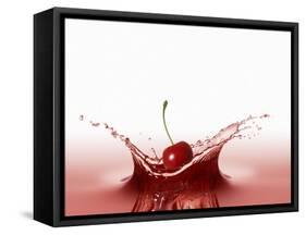 A Cherry Falling into Red Juice-Petr Gross-Framed Stretched Canvas