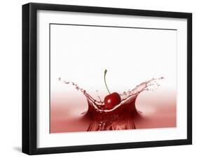 A Cherry Falling into Red Juice-Petr Gross-Framed Photographic Print
