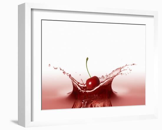 A Cherry Falling into Red Juice-Petr Gross-Framed Photographic Print