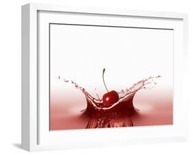 A Cherry Falling into Red Juice-Petr Gross-Framed Photographic Print