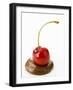 A Cherry on a Blob of Chocolate Sauce-Greg Elms-Framed Photographic Print