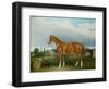 A Chestnut Hunter and a Spaniel by Farm Buildings-John E. Ferneley-Framed Giclee Print