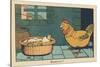 A Chicken in Front of an Egg that Has Just Hatched.” Good Morning” ,1936 (Illustration)-Benjamin Rabier-Stretched Canvas