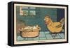 A Chicken in Front of an Egg that Has Just Hatched.” Good Morning” ,1936 (Illustration)-Benjamin Rabier-Framed Stretched Canvas