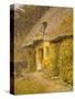 A Child at the Doorway of a Thatched Cottage-Helen Allingham-Stretched Canvas