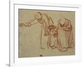 A Child Being Taught to Walk-Rembrandt van Rijn-Framed Art Print