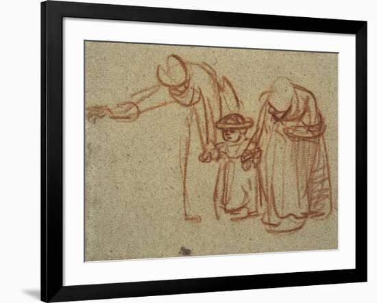 A Child Being Taught to Walk-Rembrandt van Rijn-Framed Art Print