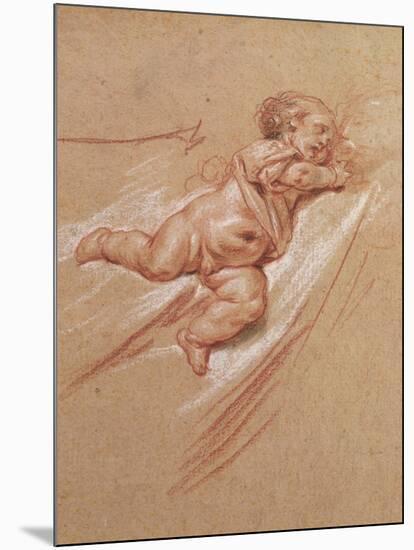 A Child chalk on paper-Jean Baptiste Greuze-Mounted Giclee Print