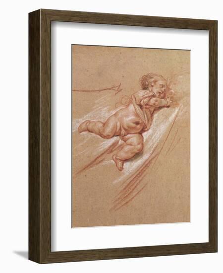 A Child chalk on paper-Jean Baptiste Greuze-Framed Giclee Print