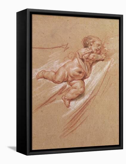 A Child chalk on paper-Jean Baptiste Greuze-Framed Stretched Canvas