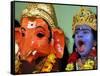 A Child Dressed as Hindu God Krishna Yawns, Chennai, India, September 22, 2006-M. Lakshman-Framed Stretched Canvas