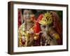 A Child Enacts the Life of Hindu God Krishna During Janamashtami Celebrations-null-Framed Premium Photographic Print