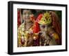 A Child Enacts the Life of Hindu God Krishna During Janamashtami Celebrations-null-Framed Premium Photographic Print