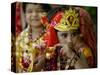 A Child Enacts the Life of Hindu God Krishna During Janamashtami Celebrations-null-Stretched Canvas