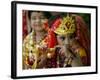 A Child Enacts the Life of Hindu God Krishna During Janamashtami Celebrations-null-Framed Photographic Print