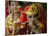 A Child Enacts the Life of Hindu God Krishna During Janamashtami Celebrations-null-Mounted Photographic Print