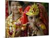 A Child Enacts the Life of Hindu God Krishna During Janamashtami Celebrations-null-Mounted Photographic Print