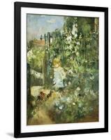 A Child in the Hollyhocks, 1881-Camille Pissarro-Framed Giclee Print