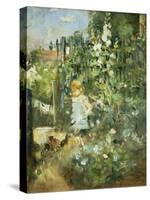 A Child in the Hollyhocks, 1881-Camille Pissarro-Stretched Canvas