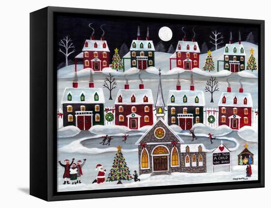 A Child is Born Christmas Skating Village-Cheryl Bartley-Framed Stretched Canvas