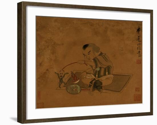 A Child Playing with Marionettes-Chen Hongshou-Framed Premium Giclee Print