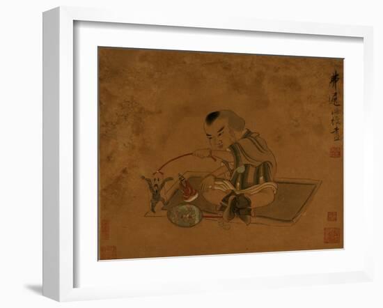 A Child Playing with Marionettes-Chen Hongshou-Framed Giclee Print