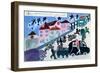 A Child's Depiction of the Exodus from Montoire-Sur-Le-Loir, Loir-Et-Cher, June 1940-null-Framed Giclee Print