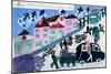 A Child's Depiction of the Exodus from Montoire-Sur-Le-Loir, Loir-Et-Cher, June 1940-null-Mounted Giclee Print