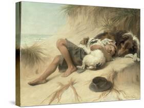 A Child Sleeping in the Sand Dunes with a Collie, 1905-Margaret Collyer-Stretched Canvas