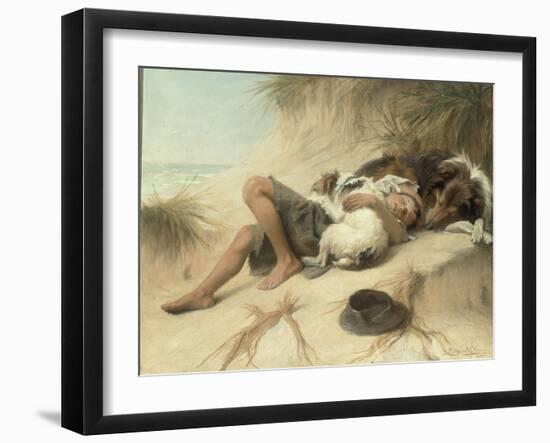 A Child Sleeping in the Sand Dunes with a Collie, 1905-Margaret Collyer-Framed Giclee Print