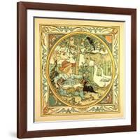 A Child Surrounded by a Cat Donkey Geese a Raven a Mouse a Frog an Owl and a Cow-null-Framed Giclee Print