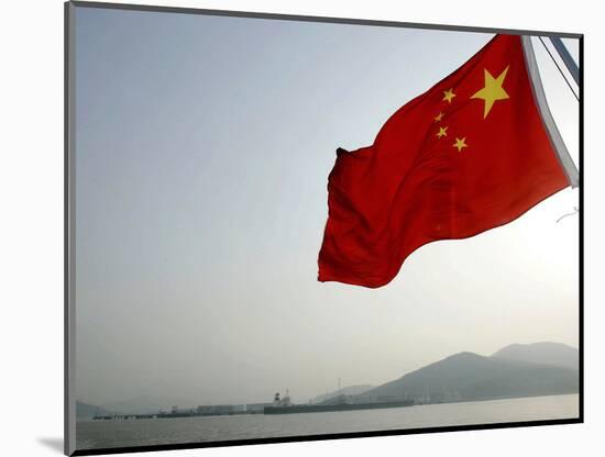 A Chinese Flag Flutters-null-Mounted Photographic Print