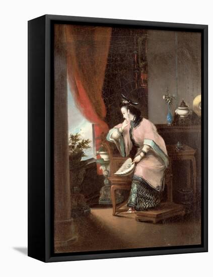 A Chinese Girl Seated Looking Out of the Window-Lam Qua-Framed Stretched Canvas