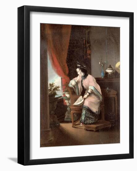 A Chinese Girl Seated Looking Out of the Window-Lam Qua-Framed Giclee Print
