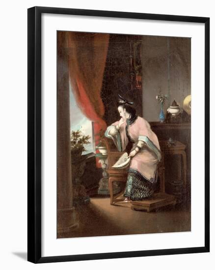 A Chinese Girl Seated Looking Out of the Window-Lam Qua-Framed Giclee Print