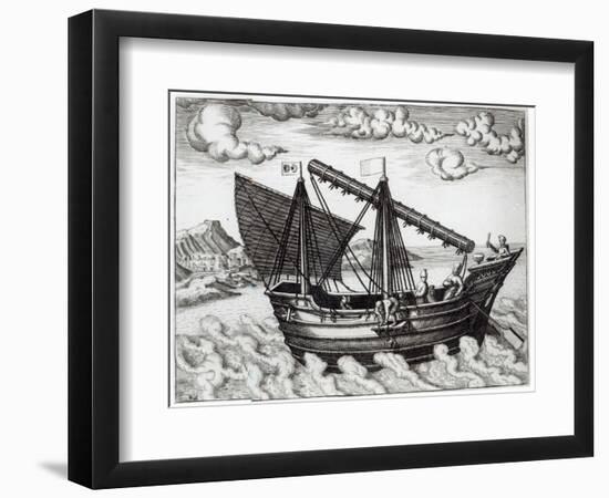 A Chinese Junk, illustration from 'His Discourse of Voyages into the East and West Indies'-Johannes Baptista van Doetechum-Framed Giclee Print