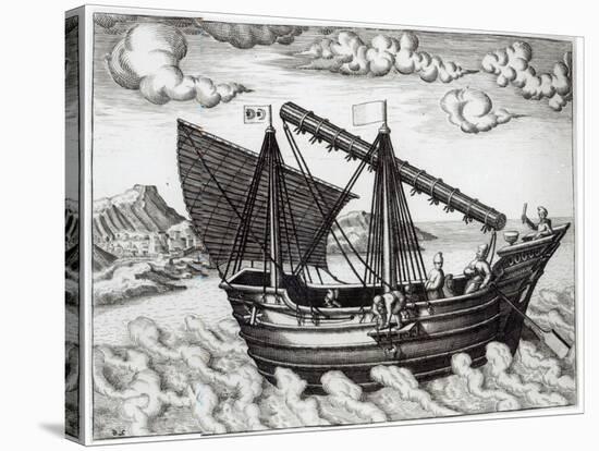 A Chinese Junk, illustration from 'His Discourse of Voyages into the East and West Indies'-Johannes Baptista van Doetechum-Stretched Canvas