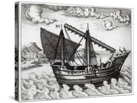 A Chinese Junk, illustration from 'His Discourse of Voyages into the East and West Indies'-Johannes Baptista van Doetechum-Stretched Canvas