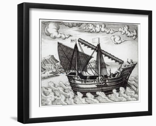 A Chinese Junk, illustration from 'His Discourse of Voyages into the East and West Indies'-Johannes Baptista van Doetechum-Framed Giclee Print