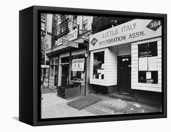 A Chinese Laundromat is Seen Next Door to the Offices of the Little Italy Restoration Association-null-Framed Stretched Canvas